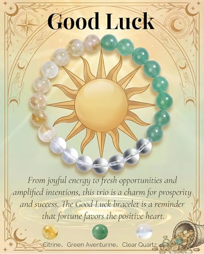 Bivei Protection Bracelet, Strength Crystal Healing Bracelet 8MM - Spiritual Stretch Beaded Jewelry for Women Men Gift - color: Good Luck