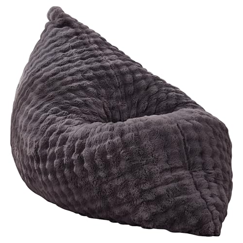 Hobestluk 3 in 1 Bean Bag Chair Giant Bean Bag Chairs for Adults with Bubble Cover Convertible Bean Bag Floor Cushion with Machine Washable Cover for Living Room (Bubble Dark Grey) - color: Shadow Grey
