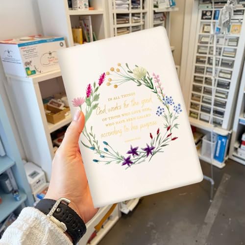 Bible Verse Lined Journal Notebook for Women Men, 200 Pages A5 Hardcover Leather Journals for Writing Note Taking, Watercolor Wreath College Ruled Notebook Diary Notepad, Christian Gifts - color: Multi 1291