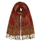 Ciormis Two Tone Silky Paisley Pashmina Shawl Scarf,Soft Women's Rave Jacquard Pashminas Wrap Scarves - color: Style1-red Paisley