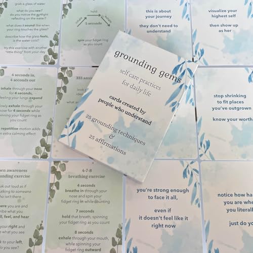 Grounding Gems Card Deck – Mindfulness and Affirmation Cards for Stress Relief, Calm & Focus