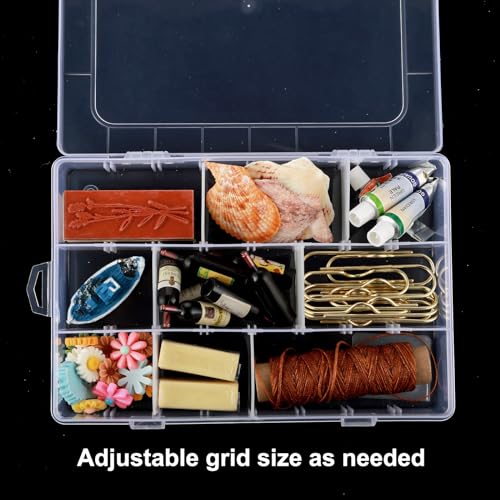 Bead Organizer Box, 1 Pack 12 Grids Plastic Storage Box with 18 Removable Grids Compartments, Small Plastic Jewelry Organizer Box for Beads Jewelry Earring Cosmetics Craft Tackle Pills