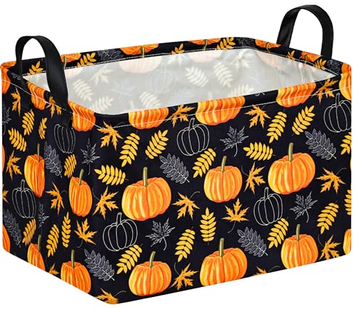 Rectangle Gift Storage Basket Home Shelf Storage Basket Organizer Box Clothes Laundry Hamper Nursery Basket Laundry Basket with Handles - color: Golden Pumpkin