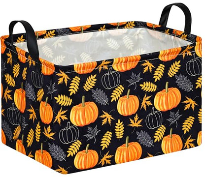 Rectangle Gift Storage Basket Home Shelf Storage Basket Organizer Box Clothes Laundry Hamper Nursery Basket Laundry Basket with Handles - color: Golden Pumpkin
