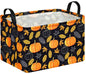 Rectangle Gift Storage Basket Home Shelf Storage Basket Organizer Box Clothes Laundry Hamper Nursery Basket Laundry Basket with Handles - color: Golden Pumpkin