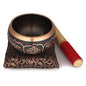 Tibetan Singing Bowl Set (4 Inch) with Mallet & Cushion – Meditation Sound Bowl for Yoga, Mindfulness & Relaxation – Handcrafted Gift Set (Black) - color: BLACK