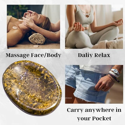 Amazing Gemstone Bronzite Worry Stone Crystals and Healing Stones - Stress Relief Gifts - Piedra Crystal Fidget for Meditation, Relaxation - Unique Stocking Stuffers and Birthday Gift - color: Bronzite