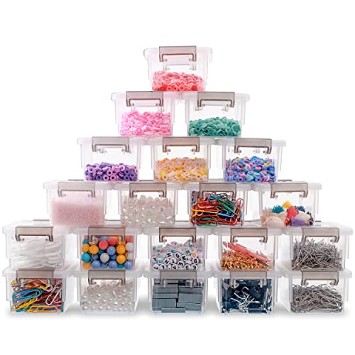 Citylife 0.18QT 20 Pack Plastic Bead Organizers Clear Storage Containers with Lids for Craft Storage Small Storage Box, 3.7 x 2.8 x 1.8 Inches - color: Clear White, size: 0.81QT(20 Pack)