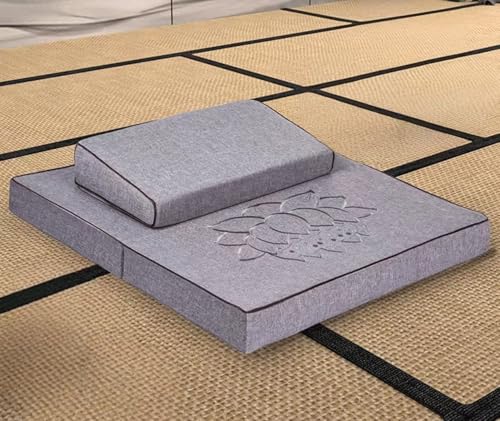 Handcrafted Meditation Mat,Portable Foldable Floor Cushion Outdoor Coconut Fibre Linen Yoga Cushion(Size:70x70cm(28x28inch),Color:Gray-1) - color: Gray-1, size: 70x70cm(28x28inch)