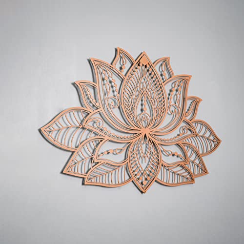 Colorfull Worlds Mandala Metal Wall Decor, Lotus Flower Meditation Room Decor, Minimalist Zen Garden Bohemian Gift for New Year (26.3" x 17" | 67 x 43 cm, Copper) - color: Copper, size: 26.3" x 17"