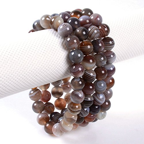 Justinstones Gem Semi Precious Gemstone 8mm Round Beads Stretch Bracelet 7 Inch Unisex - color: Botswana Agate