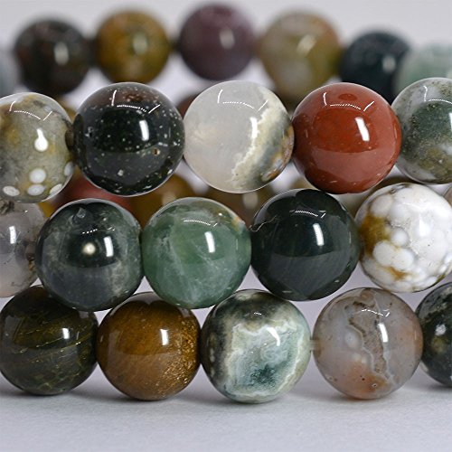 Justinstones Gem Semi Precious Gemstone 8mm Round Beads Stretch Bracelet 7 Inch Unisex - color: Ocean Jasper