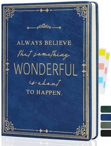 Lined Journal Notebook for Work With Sticky Dividers, 5.75'' X 8.6'' Blue Hardcover Notebook for Writing, 200 Pages Thick Travel Daily Journal, College Ruled Notebook for Women Men, School Supplies - color: Blue