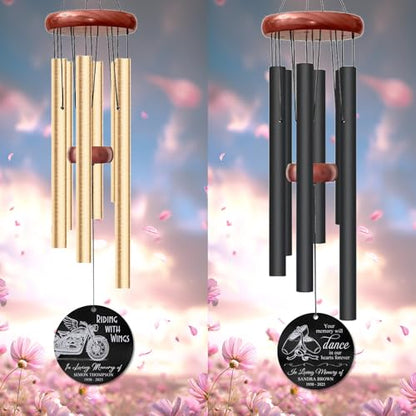 Personalized Dancer Memorial Wind Chime – “Your Memory Will Dance in Our Hearts Forever” Custom Engraved Name & Years – Sympathy Gift for Dance Lovers – Memorial Windchime Tribute Keepsake for Loss - size: DanceWC 1
