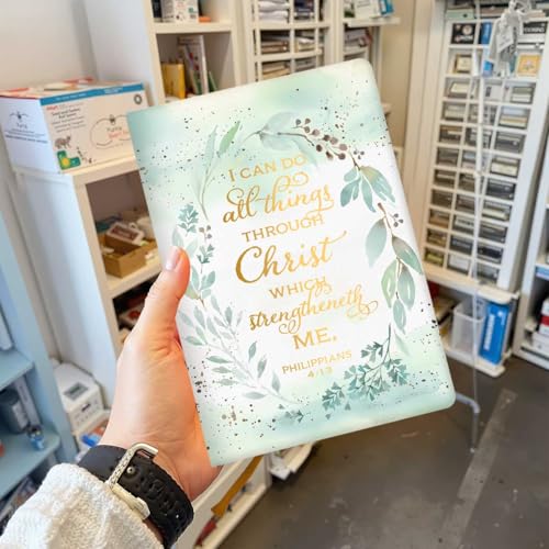 Positive Affirmation Lined Journal Notebook for Women Men, 200 Pages A5 Hardcover Leather Journals for Writing Note Taking, Bible Verse College Ruled Notebook Diary Notepad, Watercolor Leaves