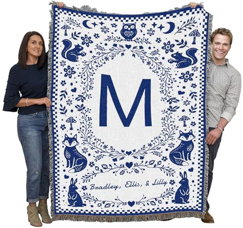 Pure Country Weavers Woodland Creatures Blanket - Personalized - Custom Gift Tapestry Throw Woven from Cotton - Made in The USA (72x54) - color: Woodland Creatures Blanket