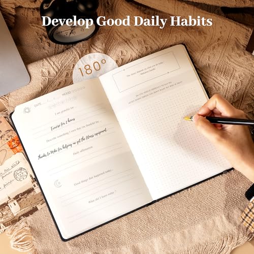 Yoment Gratitude Journal for Men 13-Week Guided Productivity 5 Minute Daily Journal with Prompts for Mindfulness, Mental Health & Productivity - Guided Self Care Gift, Black - color: Black