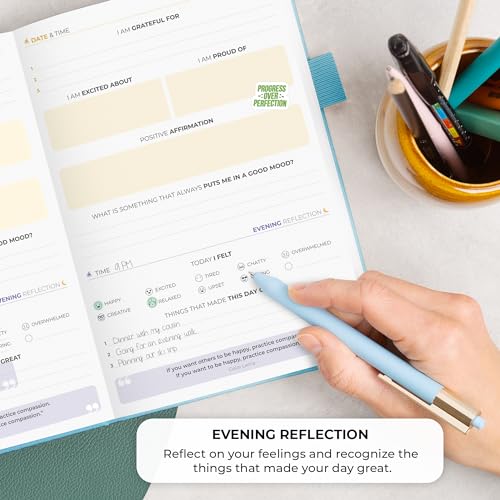 Clever Fox Four-Minute Journal – Daily Positivity Journal with Prompts – Motivational Affirmation, Mental Health & Habit Tracker (Aquamarine) - color: Aquamarine
