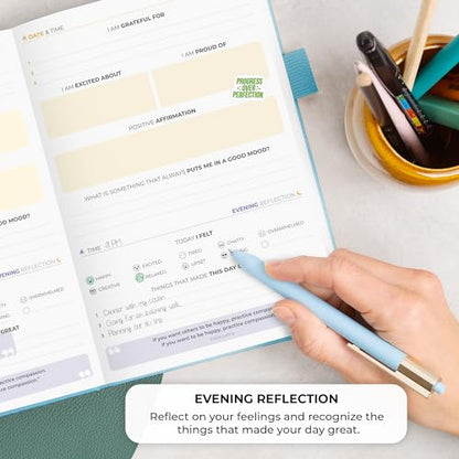 Clever Fox Four-Minute Journal – Daily Positivity Journal with Prompts – Motivational Affirmation, Mental Health & Habit Tracker (Aquamarine) - color: Aquamarine