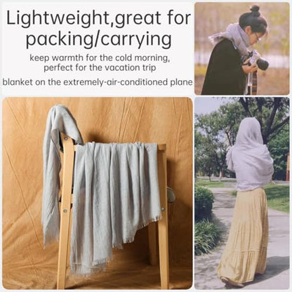 Harewom Lightweight Gauze Linen Feeling Shawl Wraps for Women Beach Summer Scarf for Evening Wedding Dresses - color: Shawl Wraps - Light Gray