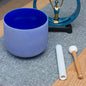 Leize Quartz Crystal Singing Bowl A# Note Third Eye Chakra Dark Blue 8" with Heavy Duty Carrying Case Suede Striker - color: dark blue, size: 8" A# Note