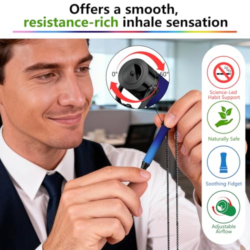 ASTOFLI Breathing Necklace For Anxiety Adults - Adjustable Air Outlet Breathe Necklaces With Flavored - Breath Free Stress Relief Device With Flavor - Meditation Gifts For Women Men
