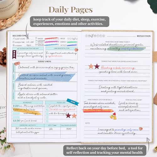 Mental Health Journal, Anxiety & Guided Journal for Women, 91 Days Self-Care Journal to Practice Positive Thinking, ADHD Planner with Mood Tracker (A5 Size)-Beige - color: Beige