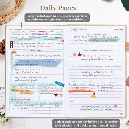 Mental Health Journal, Anxiety & Guided Journal for Women, 91 Days Self-Care Journal to Practice Positive Thinking, ADHD Planner with Mood Tracker (A5 Size)-Beige - color: Beige
