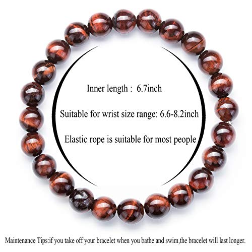 Men Women 8mm Natural Stone Lava Rock Diffuser Bracelet Elastic Yoga Agate Beads Bracelet Bangle - color: Set 6