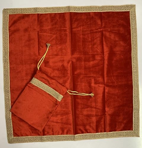 SMMS Spiritual Velvet Table Cloth Altar Tarot Spread (Red, Medium- 61cm*61cm/ 24inch*24inch) - color: Red, size: Medium- 61cm*61cm/ 24inch*24inch