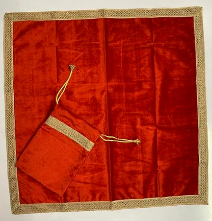 SMMS Spiritual Velvet Table Cloth Altar Tarot Spread (Red, Medium- 61cm*61cm/ 24inch*24inch) - color: Red, size: Medium- 61cm*61cm/ 24inch*24inch