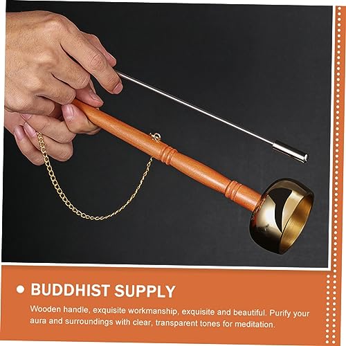 ibasenice Portable Buddhist Yin Qing Copper Bell for Meditation Handle Percussion Instrument Sound Adornment for Mindfulness and Relaxation