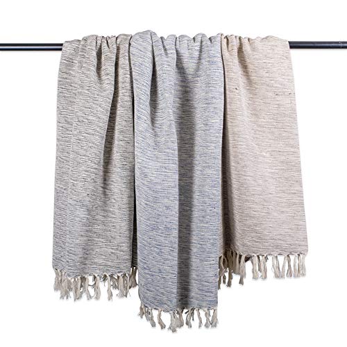DII Rustic Farmhouse Throw Blanket with Decorative Tassels, Use for Chair, Couch, Bed, Picnic, Camping, Beach, & Just Staying Cozy at Home (50 x 60), Variegated Black