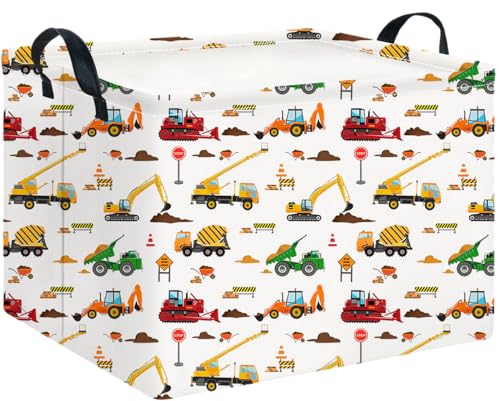 CLOCOR Rectangular Storage Basket Empty,Gift Basket,Waterproof Storage Bin with Handles,Room Decor(Excavator) - color: Excavator
