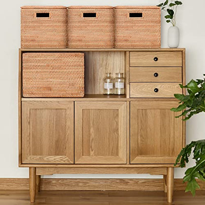 Rattan Basket With Lid, Large Lidded Basket For Storage(15.7" L×13"W×11.8"H) - size: 15.7"×13"×11.8"