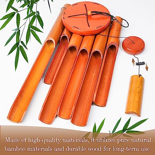 Bamboo Wind Chimes 38" 6 Tube, Handcrafted Wooden Wind Chime Bring a Unique and Soothing Melody, Create a Zen Atmosphere for Outdoor Indoor Decor, for Sympathy, Memorial