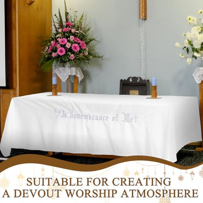 Large in Remembrance of Me Altar Frontal 88.2x52in Holy Communion Table Cloth Cover White Rectangle Communion Table Cloths for Church for Gatherings Baptism Ceremonies (Silver Embroidery) - color: Silver Embroidery