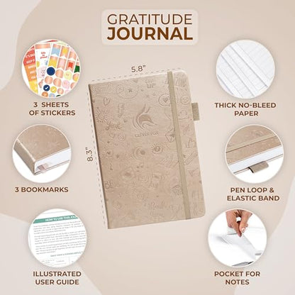 Clever Fox Gratitude Journal – Happiness, Positivity & Affirmation Daily Journal – Inspirational Daily Notebook – 3 Months, A5 (Pearl) - color: Pearl, size: A5 (5.8″ x 8.3″)