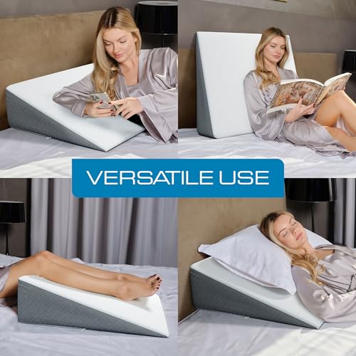 Kolbs Bed Wedge Pillow for Sleep Apnea, FSA Eligible Acid Reflux, and Back Pain Relief, with Chic Jacquard Cover - Headboard Wedges for Sleeping (Extra Wide 7.5" Height) - size: Extra Wide 7.5" Height