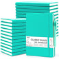 feela 24 Pack Journal Notebook Bulk for Work, Business Notebook Hardcover Lined Writing Journal with Pen Holder for Men Women Note Taking, with 24 Black Pens, 120 GSM, 5.1”x8.3”, A5, Aqua - color: 24 Aqua
