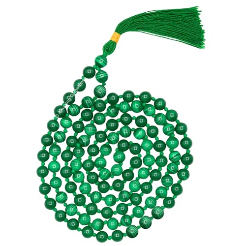 Amazing Gemstone Malachite Mala Beads - 108 Prayer Beads for Meditation and Mindfulness Practice, Handcrafted Mala Beads with Natural Gemstones for Spiritual Healing and Relaxation (Knotted) - color: Malachite (Original), style: Knotted