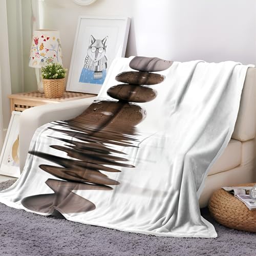 Fleece Blanket Twin 60"x80" Pebble Meditation Throw Blankets for Couch Bed Cozy Soft Warm Lightweight Sofa Blanket, Fleece Blanket Decorative Flannel Blanket
