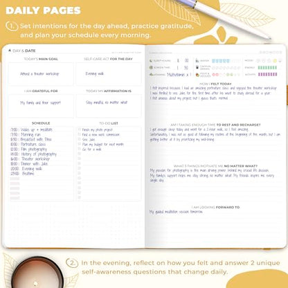 Clever Fox Self-Care Journal – Wellness & Daily Reflection Notebook – Mental Health & Personal Development Journal – Self-Care, Meditation & Mood Journal for Women & Men – Large (Amber Yellow) - color: Amber Yellow, size: Smaller Than A4 (7x10'')