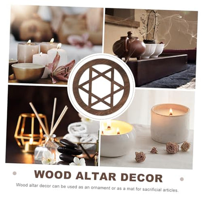 HOOTNEE Wooden Star Altar Decor Carving for Rituals Retro Style Ceremony Ornament for Home Decoration and Spiritual Practices Versatile Mat for Altar Wall Art