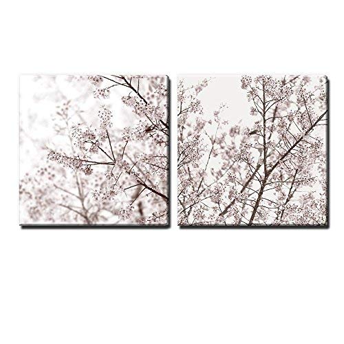 wall26-2 Panel Square Canvas Wall Art - Cherry Blossom in Spring - Giclee Print Gallery Wrap Modern Home Art Ready to Hang - 12"x12" x 2 Panels - color: Cherry Blossom in Spring, size: 12" x 12" x 2 panels