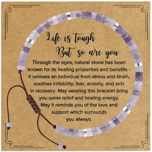 VIBILIA Get Well Gifts for Women, Inspirational Gifts Natural Stone Healing Bracelet, Thinking of You Encouragement Strength Bracelets for Women on Birthday Valentine's Day Easter Mother's Day - color: F. Purple Mica