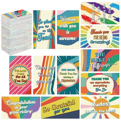 Yeaqee 240 Pcs Employee Appreciation Kudos Cards Funny Blank Back Motivational Card Encouragement Thank You Note Recognition Card for Teacher College Affirmation Gift(Rainbow) - style: Rainbow