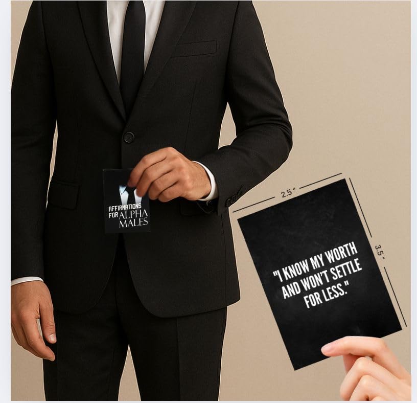 Daily Positive Affirmations for Men 50 Power Cards Mantras for Confidence, Discipline & Dominance Manifest Your Inner Leader, Attract Success Motivational & Inspirational, Birthday Gift for Him - style: Alphamale Affirmation