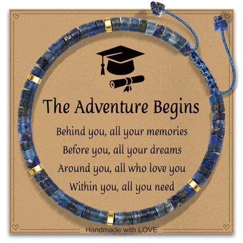 Thank You Gifts for Women: Teacher Appreciation Office Gifts for Coworkers Employee Boss Lady Manager Colleague Natural Stone Bracelet - color: LAZHULI-Begin