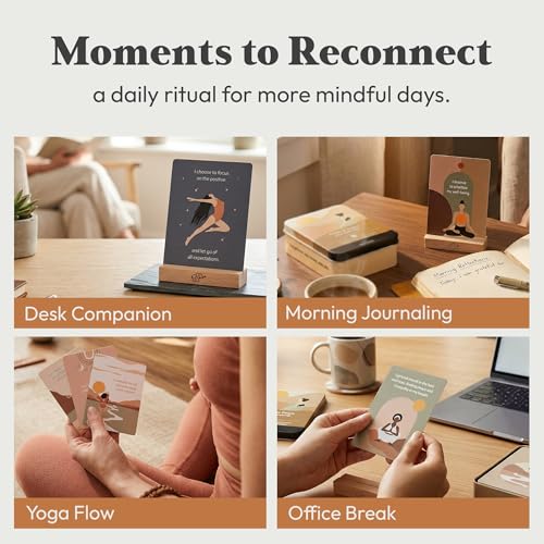 Daily Positive Affirmation Cards for Women - 50 Mindfulness Meditation Cards for Self Care in Tin Box with Wooden Stand - Motivational & Inspirational Gifts for Women, Best Friend, Sister